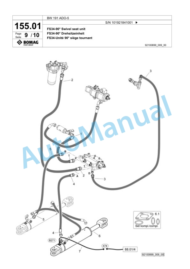 Bomag BW 191 ADO-5 Tandem Vibratory Roller Spare Parts Catalogue 00825973-5