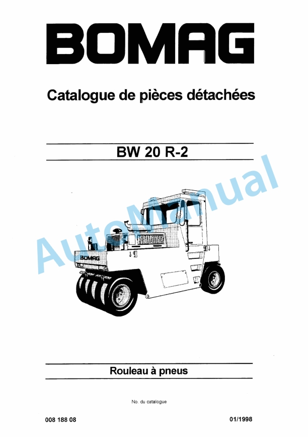 Bomag BW 20 R-2 Tire Roller Spare Parts Catalogue 00818808 FR