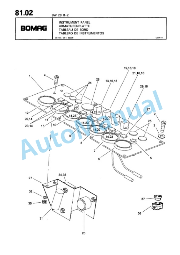 Bomag BW 20 R-2 Tire Roller Spare Parts Catalogue 00818808 FR-3