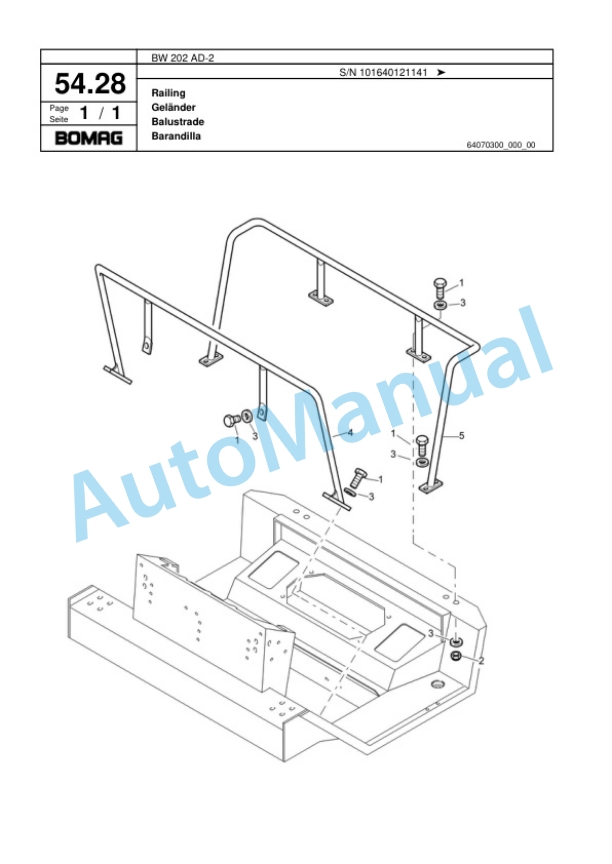 Bomag BW 202 AD-2 Tandem Vibratory Roller Spare Parts Catalogue 00817516-2