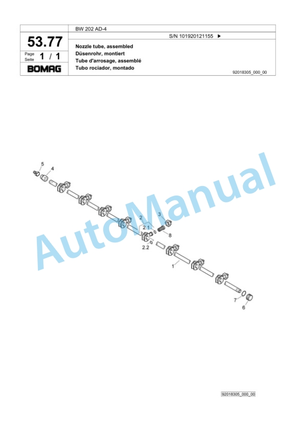 Bomag BW 202 AD-4 Tandem Vibratory Roller Spare Parts Catalogue 00818381-2