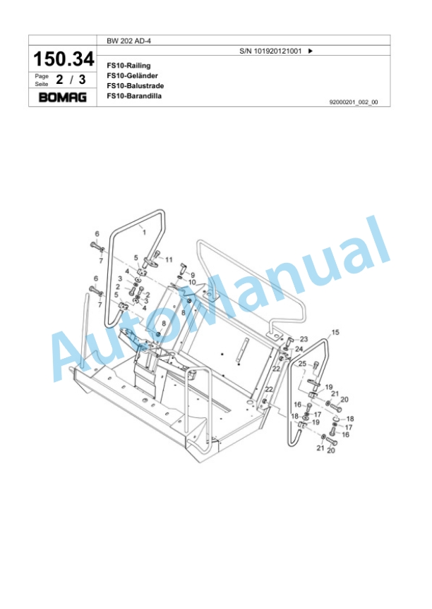 Bomag BW 202 AD-4 Tandem Vibratory Roller Spare Parts Catalogue 00818381-5