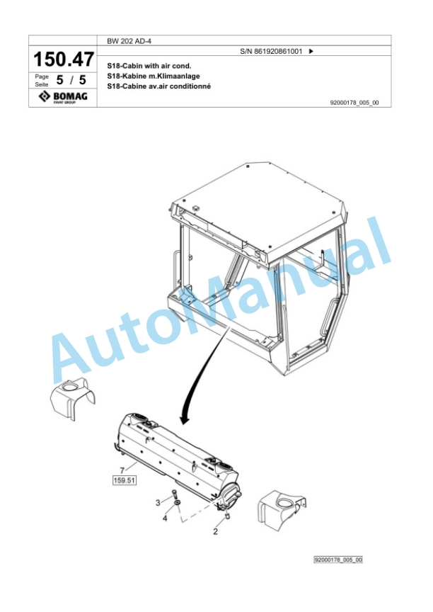Bomag BW 202 AD-4 Tandem Vibratory Roller Spare Parts Catalogue 00824737-4