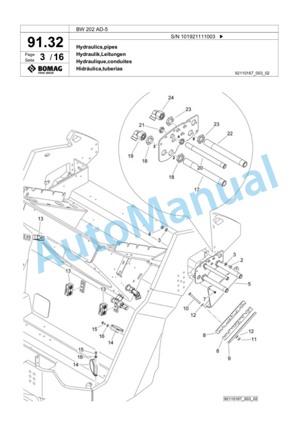Bomag BW 202 AD-5 Tandem Vibratory Roller Spare Parts Catalogue 00824105-3