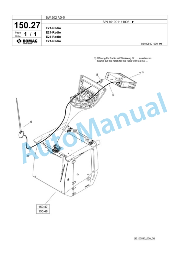 Bomag BW 202 AD-5 Tandem Vibratory Roller Spare Parts Catalogue 00824105-5