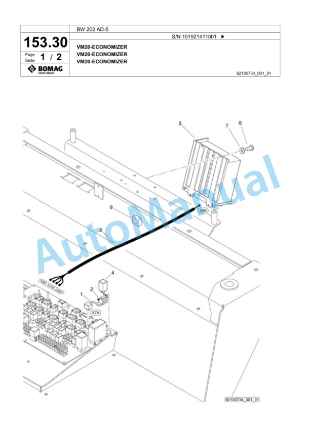 Bomag BW 202 AD-5 Tandem Vibratory Roller Spare Parts Catalogue 00824649-5