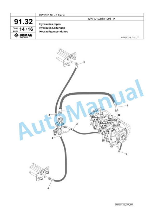 Bomag BW 202 AD-5 Tier 4 Tandem Vibratory Roller Spare Parts Catalogue 00824951-3