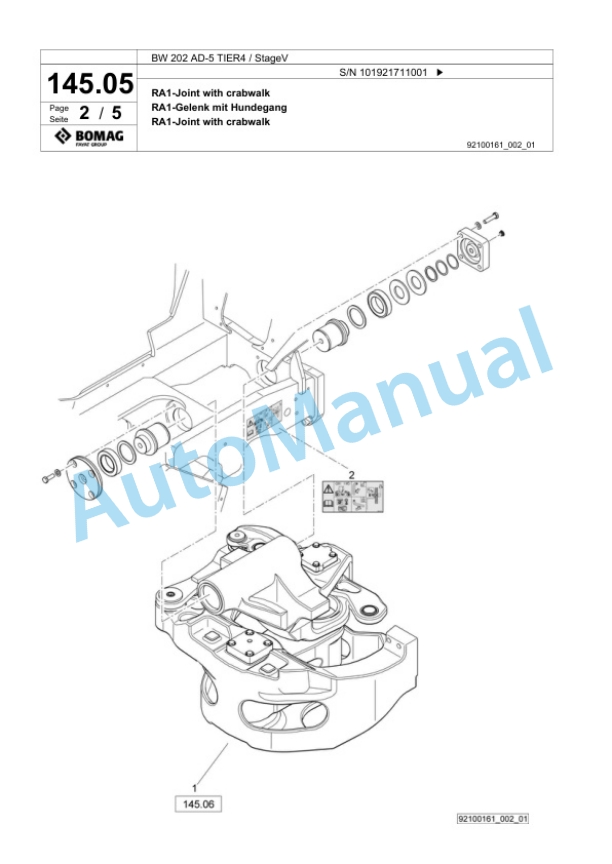 Bomag BW 202 AD-5 TIER4 - StageV Tandem Vibratory Roller Spare Parts Catalogue 00825629-3