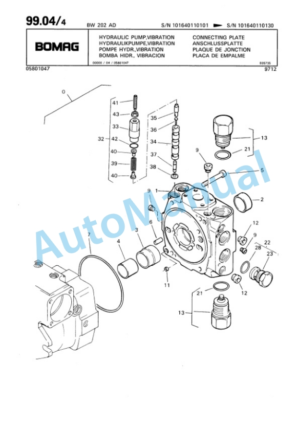 Bomag BW 202 AD Tandem Vibratory Roller Spare Parts Catalogue 00810086-3