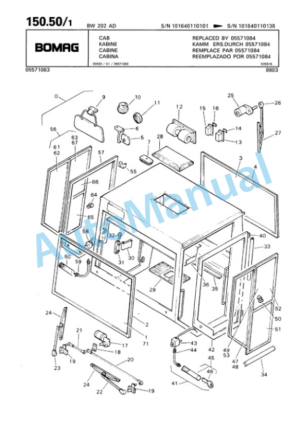 Bomag BW 202 AD Tandem Vibratory Roller Spare Parts Catalogue 00810086-5