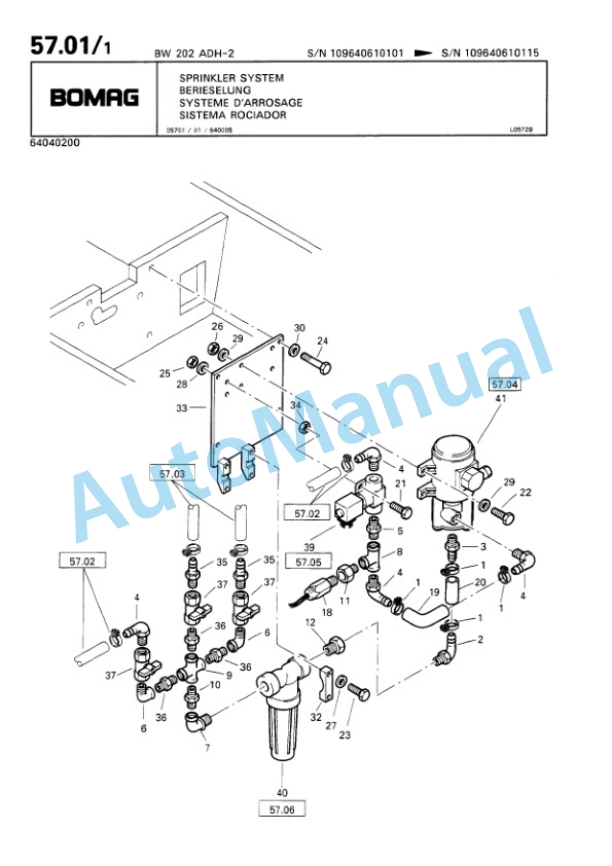 Bomag BW 202 ADH-2 Tandem Vibratory Roller Spare Parts Catalogue 00810961-2