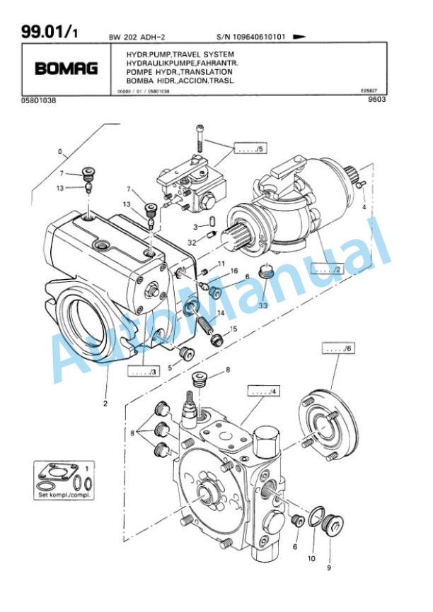 Bomag BW 202 ADH-2 Tandem Vibratory Roller Spare Parts Catalogue 00810961-3