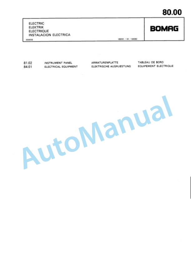 Bomag BW 202 ADH Tandem Vibratory Roller Spare Parts Catalogue 00810960-5