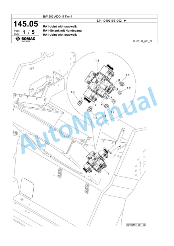 Bomag BW 202 ADO-5 Tier 4 Tandem Vibratory Roller Spare Parts Catalogue 00824953-4