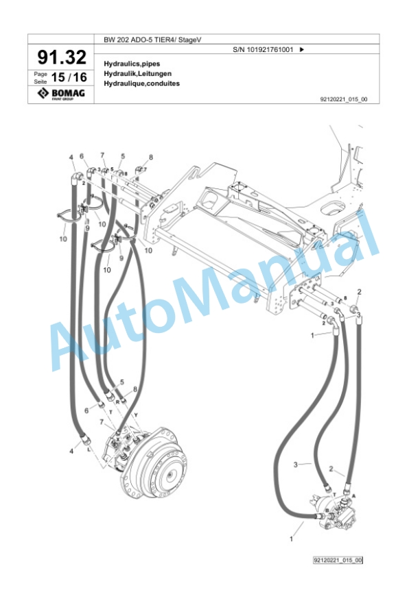 Bomag BW 202 ADO-5 TIER4 - StageV Tandem Vibratory Roller Spare Parts Catalogue 00825639-3