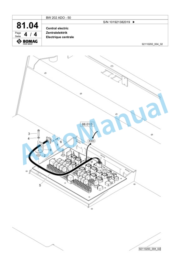 Bomag BW 202 ADO-50 Tandem Vibratory Roller Spare Parts Catalogue 00824419-2