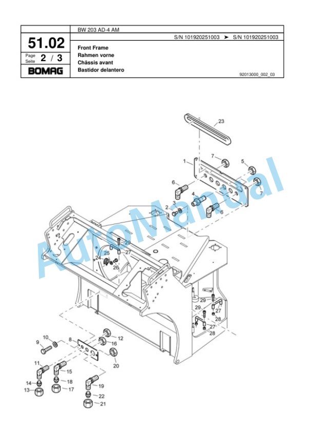 Bomag BW 203 AD-4 AM Tandem Vibratory Roller Spare Parts Catalogue 00817837-2