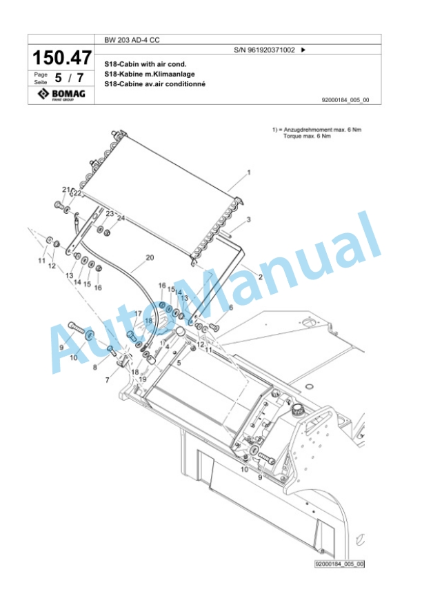 Bomag BW 203 AD-4 CC Tandem Vibratory Roller Spare Parts Catalogue 00826235-4