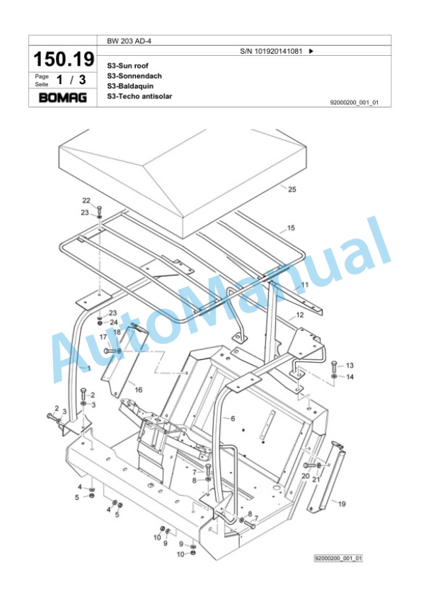 Bomag BW 203 AD-4 Tandem Vibratory Roller Spare Parts Catalogue 00824007-5