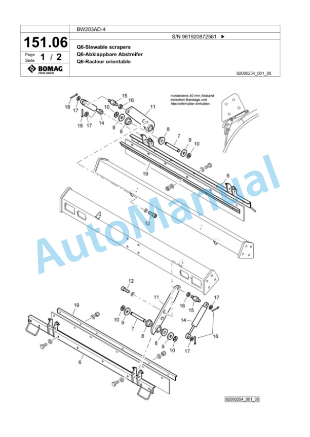 Bomag BW 203 AD-4 Tandem Vibratory Roller Spare Parts Catalogue 00826243-5