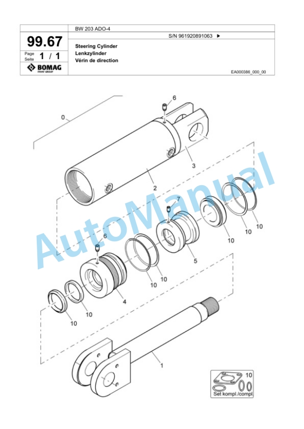 Bomag BW 203 ADO-4 Tandem Vibratory Roller Spare Parts Catalogue 00826247-4