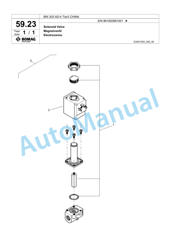 Bomag BW 205 AD-4 Tier3 CHINA Tandem Vibratory Roller Spare Parts Catalogue 00824889-2