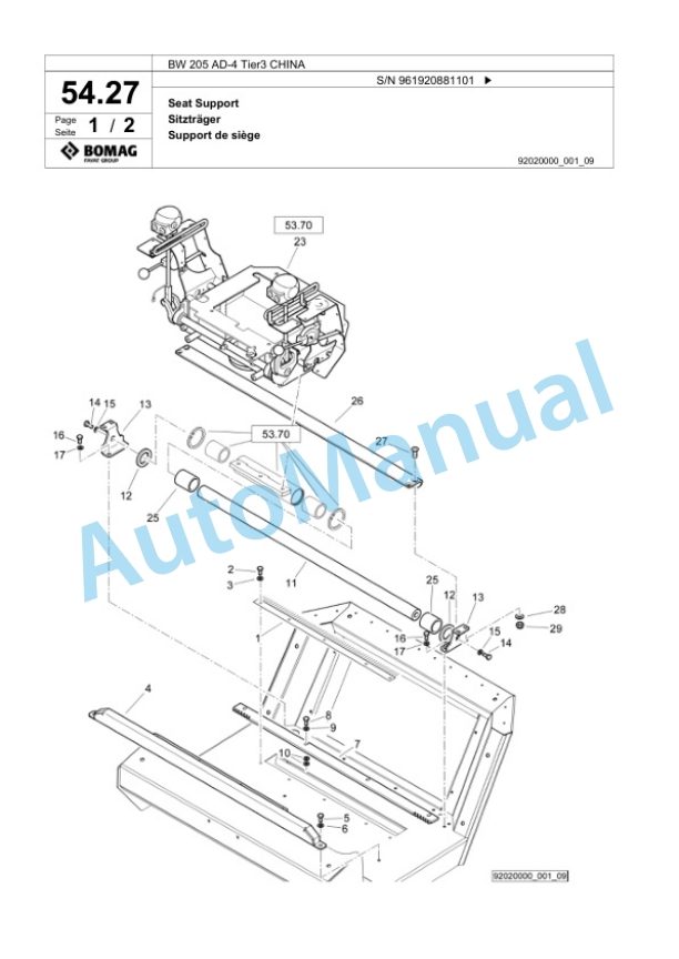 Bomag BW 205 AD-4 Tier3 CHINA Tandem Vibratory Roller Spare Parts Catalogue 00826245-2