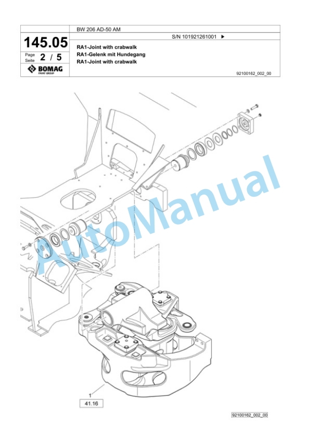 Bomag BW 206 AD-50 AM Tandem Vibratory Roller Spare Parts Catalogue 00825181-3