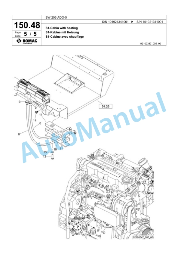 Bomag BW 206 ADO-5 Tandem Vibratory Roller Spare Parts Catalogue 00824601-4