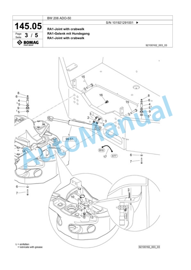 Bomag BW 206 ADO-50 Tandem Vibratory Roller Spare Parts Catalogue 00826103-4