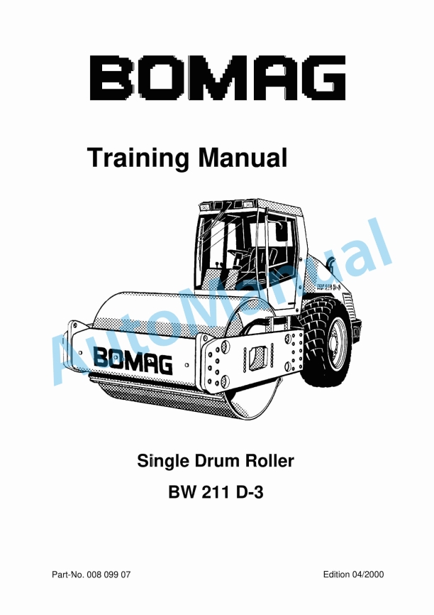 Bomag BW 211 D-3 Single Drum Roller Training Manual 00809907