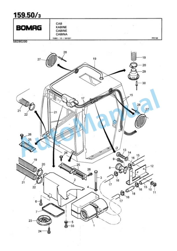 Bomag BW 211 D-3 Single Drum Wheel Drive Vibratory Roller Spare Parts Catalogue 00815437-5