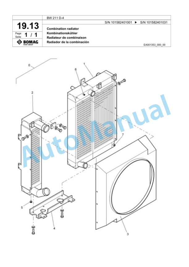 Bomag BW 211 D-4 Single Drum Wheel Drive Vibratory Roller Spare Parts Catalogue 00817951-2