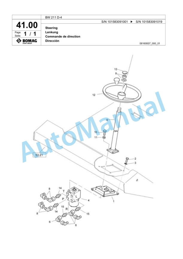 Bomag BW 211 D-4 Single Drum Wheel Drive Vibratory Roller Spare Parts Catalogue 00818127-2