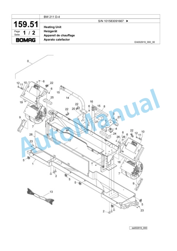 Bomag BW 211 D-4 Single Drum Wheel Drive Vibratory Roller Spare Parts Catalogue 00824159-5