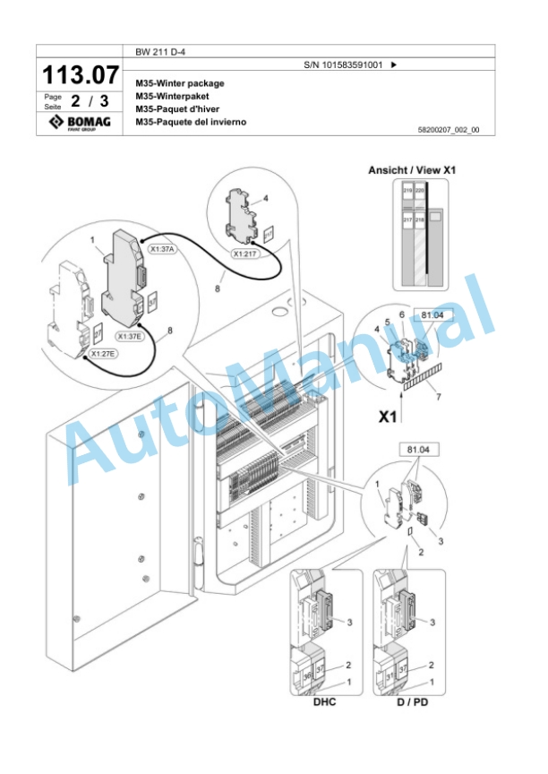 Bomag BW 211 D-4 Single Drum Wheel Drive Vibratory Roller Spare Parts Catalogue 00824389-3