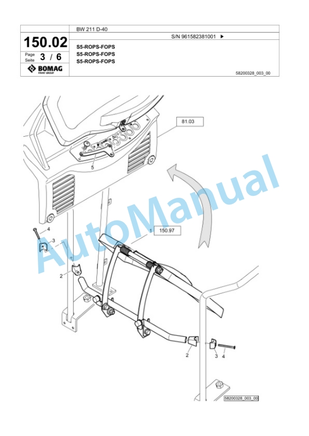 Bomag BW 211 D-40 Single Drum Wheel Drive Vibratory Roller Spare Parts Catalogue 00826369-2