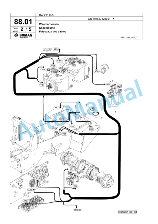 Bomag BW 211 D-5 Single Drum Wheel Drive Vibratory Roller Spare Parts Catalogue 00826057-2