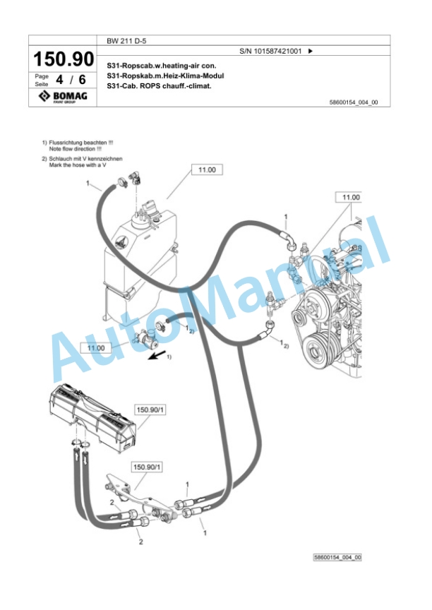 Bomag BW 211 D-5 Single Drum Wheel Drive Vibratory Roller Spare Parts Catalogue 00826261-4