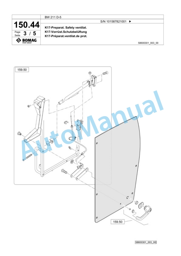 Bomag BW 211 D-5 Single Drum Wheel Drive Vibratory Roller Spare Parts Catalogue 00826927-3