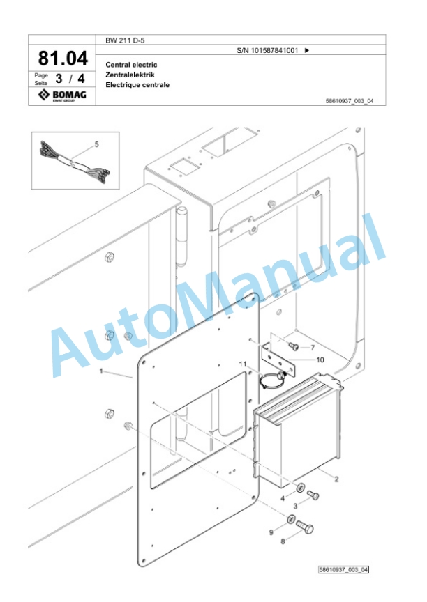 Bomag BW 211 D-5 Single Drum Wheel Drive Vibratory Roller Spare Parts Catalogue 00826931-2