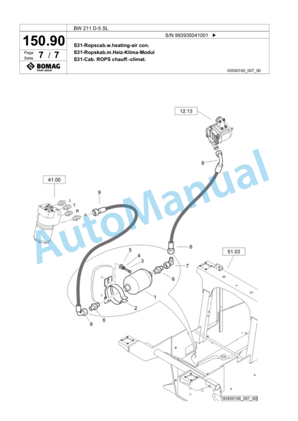 Bomag BW 211 D-5 SL Single-Drum Vibration Roller Spare Parts Catalogue 00827025-4