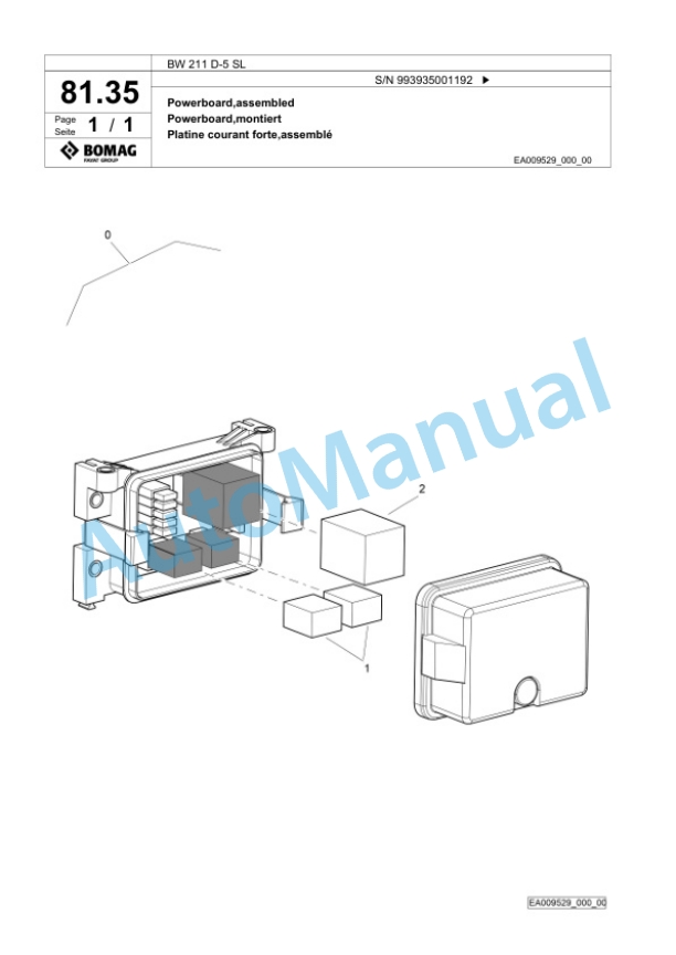 Bomag BW 211 D-5 SL Single Drum Wheel Drive Vibratory Roller Spare Parts Catalogue 00826857-2
