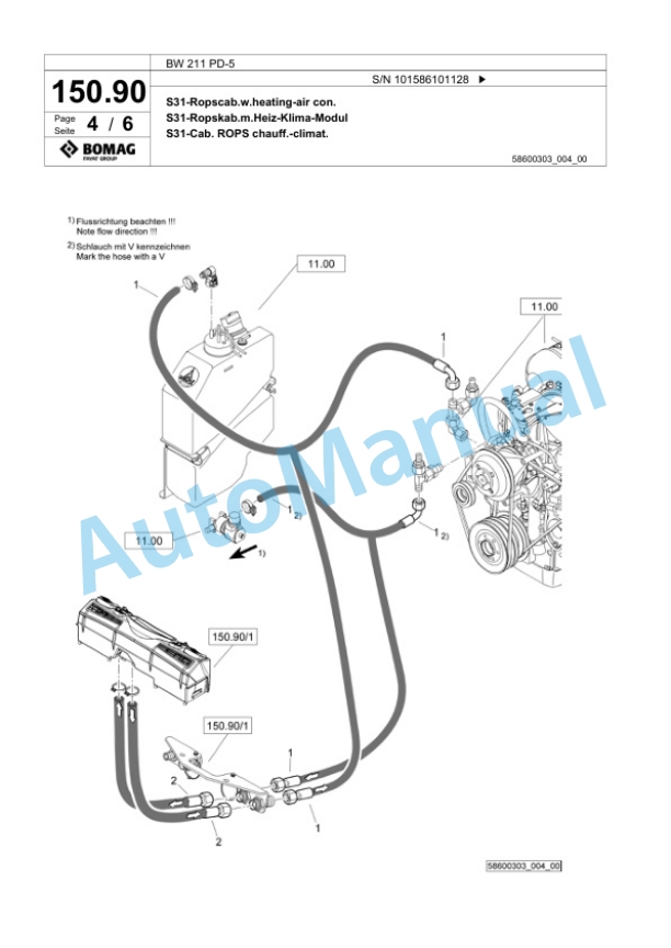 Bomag BW 211 PD-5 Single Drum Wheel Drive Vibratory Roller Spare Parts Catalogue 00824841-4
