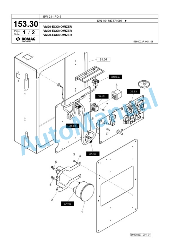 Bomag BW 211 PD-5 Single Drum Wheel Drive Vibratory Roller Spare Parts Catalogue 00826937-4