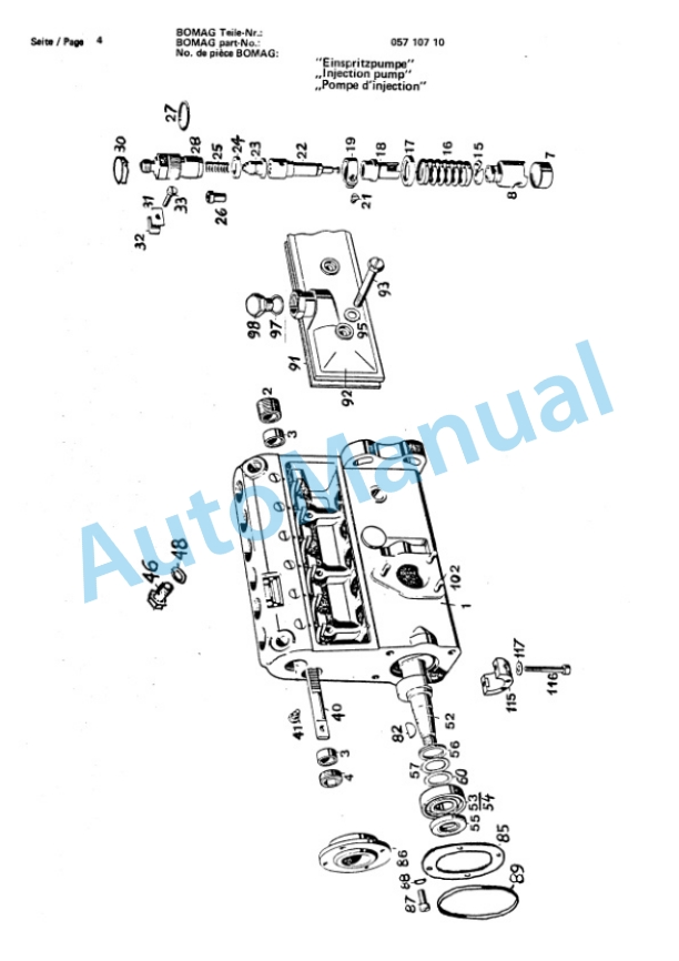 Bomag BW 212, BW 212 D, BW 212 PD Single Drum Vibratory Roller Spare Parts Catalogue 00814201-2