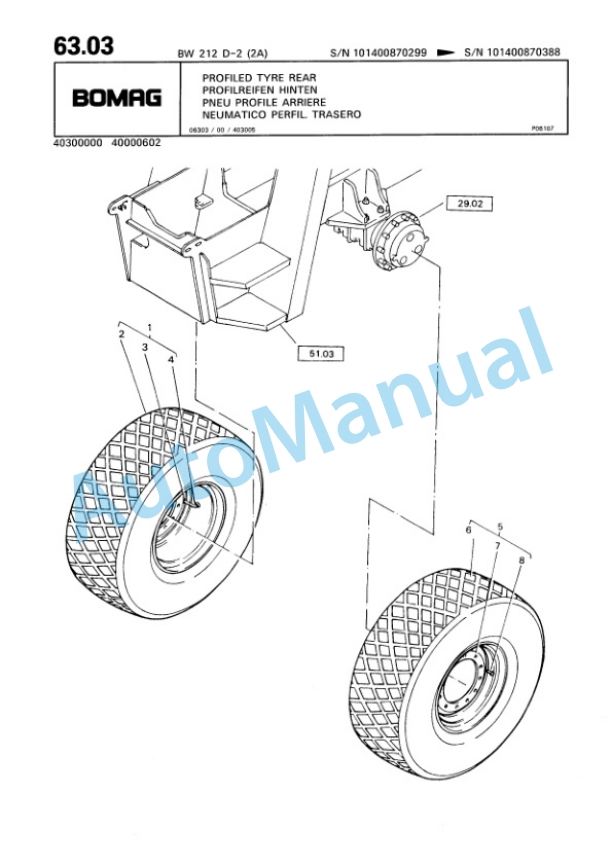 Bomag BW 212-D-2 2 Ampl Single Drum Wheel Drive Vibratory Roller Spare Parts Catalogue 00811687-3