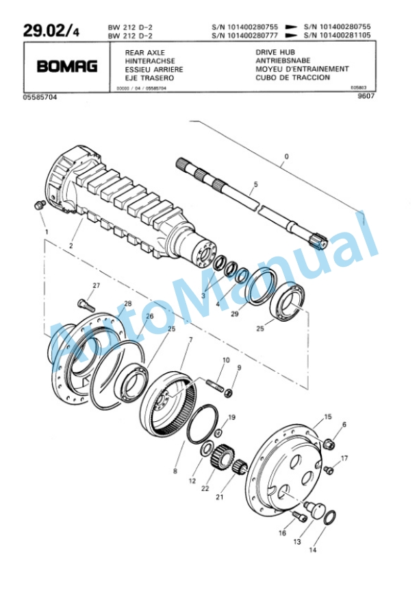 Bomag BW 212 D-2 Single Drum Wheel Drive Vibratory Roller Spare Parts Catalogue 00811628-2