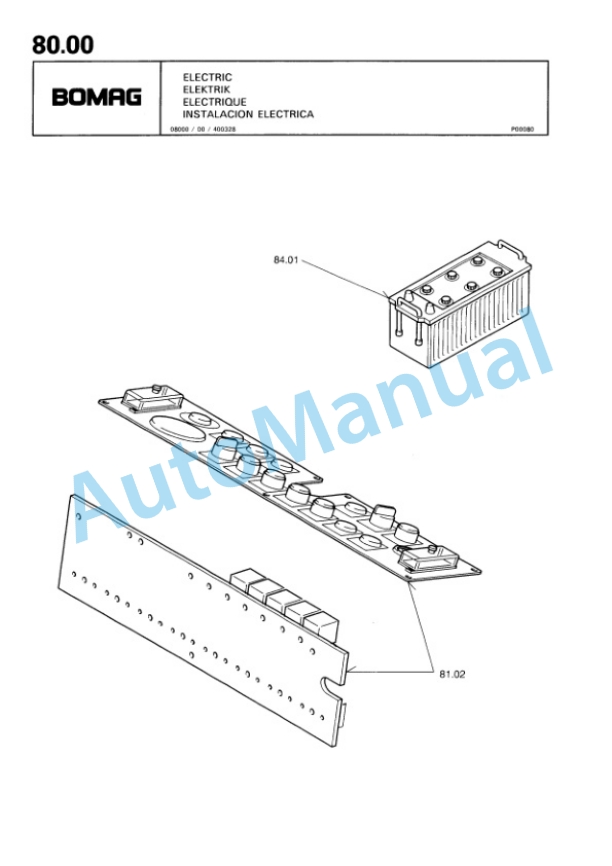 Bomag BW 212 D-2 Single Drum Wheel Drive Vibratory Roller Spare Parts Catalogue 00811628-3