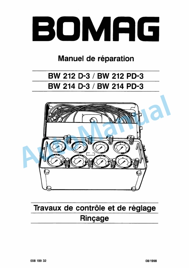 Bomag BW 212 D-3, BW 212 PD-3, BW 214 D-3, BW 214 PD-3 Inspection and Adjustment Work Repair Manual 00819932 FR